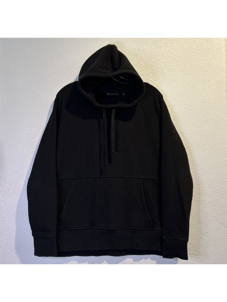 Athleta Cozy Karma Hoodie Womens Small Black Fleece Cowl Neck Pullover